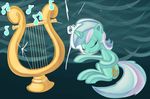  blue equine female feral friendship_is_magic green green_body hair harp horn horns horse long_hair lyra_(mlp) lyra_heartstrings_(mlp) mammal music musical_instrument my_little_pony pony short_hair solo unicorn white_hair 