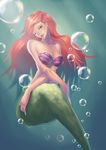  ariel bra disney lingerie little_mermaid mermaid monster_girl pixiv red_hair the_little_mermaid underwater underwear water 