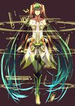  a.q.u.a ahoge aqua_hair bad_id bad_pixiv_id barefoot bridal_gauntlets elbow_gloves gloves green_eyes green_hair hatsune_miku hatsune_miku_(append) long_hair nail_polish necktie solo thigh_gap thighhighs twintails very_long_hair vocaloid vocaloid_append 