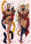  antenna_hair breasts dakimakura dark_elf dark_skin elf feet highres huge_breasts kouki_kuu legs long_hair multiple_girls nipples nisei_muramasa orange_eyes pointy_ears sansei_muramasa short_hair siblings sisters soukou_akki_muramasa uncensored white_hair 