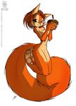  acorn breasts buckteeth cute female green_eyes jollyjack jumping navel nude orange red_hair rodent scarlet solo squirrel tail 