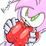  amy_rose big_breasts breast_fondling breast_squish breasts female fondling green_eyes hair looking_at_viewer mobian pink pink_hair short_hair solo sonic_(series) t03nemesis tight_clothing 
