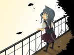  animal_ears black_hair blue_eyes cat_ears catgirl dress female hair long_black_hair long_hair solo tail unknown_artist wallpaper 