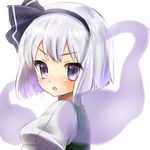  bad_id bad_pixiv_id black_hairband bob_cut ghost hairband hitodama konpaku_youmu konpaku_youmu_(ghost) portrait purple_eyes reimin short_hair silver_hair solo touhou white_hair 