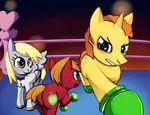  &hearts; amber_eyes angry big_macintosh_(mlp) blonde_hair boxing cutie_mark derp_eyes derpy_hooves_(mlp) equine female feral fighting_ring freckles friendship_is_magic fur green_eyes grey_fur group hair horn horns horse male mammal my_little_pony orange_eyes orange_hair pegasus pony punch-out!! red_fur ring teeth unicorn unknown_artist wings yellow_fur 