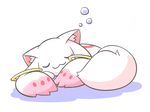  bubble closed_eyes creature kyubey lying mahou_shoujo_madoka_magica nettsuu no_humans on_stomach simple_background sleeping white_background 