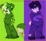  /b/ dox female friends hair heterochromia holly_massey lemur male panda pants shirt short_hair tail zeriara_(character) 