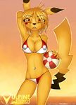  beach_ball bikini breasts cleavage female luminara piercing pikachu pok&eacute;mon skimpy solo tailsrulz 