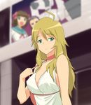  a1 ahoge amami_haruka blonde_hair blurry choker depth_of_field green_eyes hoshii_miki idolmaster idolmaster_(classic) idolmaster_xenoglossia imber long_hair minase_iori multiple_girls robot school_uniform serafuku 