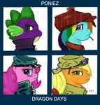  applejack_(mlp) blue_fur demon_days dragon equine female feral friendship_is_magic fur gorillaz hair horse long_hair male mammal my_little_pony noodle parody pink_fur pinkie_pie_(mlp) plain_background pony ponytail rainbow_dash_(mlp) scalie spike_(mlp) txlegionnaire white_background 