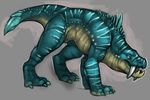  bioluminescence blue blue_body blue_eyes digitigrade feral glowing open_mouth solo spikes spots stripes tail teeth tojo_the_thief tusks 