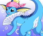  anus bandanna blue blue_eyes butt female g-sun looking_at_viewer over_the_shoulder pok&eacute;mon pussy solo tail underwater vaporeon water 