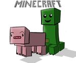  ambiguous_gender creeper duo erection feral from_behind happy interspecies male mammal minecraft penis pig plain_background porcine sex shaded shadow unknown_artist video_games white_background 