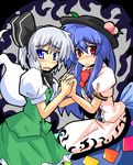  blue_eyes blue_hair ghost harukatron hinanawi_tenshi konpaku_youmu multiple_girls red_eyes silver_hair tears touhou 