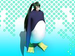  3d animal_costume bird calne_ca cosplay deino green_hair hatsune_miku hatsune_miku_(cosplay) karune_calcium maeda_koutarou penguin penguin_costume penguin_suit twintails vocaloid 