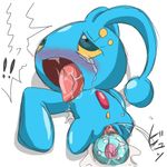  blush egg egg_laying female legendary_pok&#233;mon manaphy nintendo no_humans oviposition pok&#233;mon pokemon pussy saliva translation_request ultralobs unknown_artist video_games 