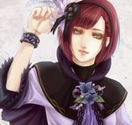  bad_id bad_pixiv_id bracelet cape elbow_gloves gloves green_eyes hair_ornament hosokawa_gracia jewelry mzk@musounau purple_hair sengoku_musou sengoku_musou_2 solo 