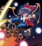  galactic_nova gears hat jester_cap kirby_(series) kita_senju marx personification purple_hair ribbon short_hair solo thighhighs wings yellow_eyes 