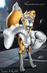  canine digimon dress female fox karabiner marilyn_monroe renamon solo windy 