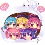  :3 akemi_homura animal_ears bad_id bad_pixiv_id biting black_hair blonde_hair blue_eyes blue_hair blush bow cape cat_ears chibi chocolat_(momoiro_piano) drill_hair ear_biting hair_bow hairband hat homu kaname_madoka kyubey magical_girl mahou_shoujo_madoka_magica miki_sayaka mouth_hold multiple_girls pink_eyes pink_hair purple_eyes red_eyes red_hair ribbon ribbon_in_mouth sakura_kyouko simple_background tomoe_mami twin_drills twintails yellow_eyes 