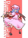  bat_wings blue_hair character_name ekus_(xo_ekus) english grin hat kneehighs red_eyes red_legwear remilia_scarlet smile solo touhou wings 