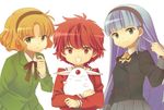  bad_id bad_pixiv_id black_hairband blonde_hair blue_eyes blue_hair braid green_eyes green_shirt hairband hououji_fuu ishikoro_(apol) long_hair magic_knight_rayearth mokona multiple_girls red_eyes red_hair ryuuzaki_umi school_uniform shidou_hikaru shirt short_hair single_braid white_background 