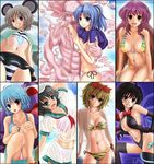  animal_print bandeau bikini bikini_under_clothes black_hair blonde_hair blue_hair blush breasts center_opening cleavage column_lineup hair_ornament highres hijiri_byakuren houjuu_nue kumoi_ichirin kurowana large_breasts long_hair medium_breasts midriff multiple_girls murasa_minamitsu navel nazrin o-ring o-ring_top open_mouth panties pantyshot purple_hair sailor see-through shorts side-tie_bikini small_breasts smile swimsuit swimsuit_under_clothes tatara_kogasa tiger_print tongue toramaru_shou touhou undefined_fantastic_object underboob underwear unzan 