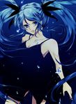  amase_(siki696) bare_shoulders black_dress blue blue_eyes bubble dress gif_artifacts hatsune_miku long_hair shinkai_shoujo_(vocaloid) solo twintails underwater vocaloid 