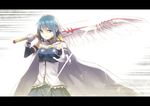  bad_id bad_pixiv_id beet_the_vandel_buster blue_eyes blue_hair cape gloves highres kakei letterboxed mahou_shoujo_madoka_magica miki_sayaka short_hair solo sword weapon 