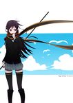  red_eyes scarf skirt sky staff thighhighs yarizakura_hime yozakura_quartet zettai_ryouiki 