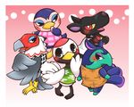  amelia amelia_(animal_crossing) anteater bird black_eyes blush doubutsu_no_mori eagle eyelashes eyeliner friga friga_(animal_crossing) gladys gladys_(animal_crossing) kangaroo makeup mathilda mathilda_(animal_crossing) open_mouth ostrich pango pango_(animal_crossing) penguin red_eyes tail 