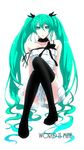  aqua_eyes aqua_hair bad_id bad_pixiv_id banned_artist choker hair_ribbon hatsune_miku highres long_hair ribbon s_tanly solo strap_slip thighhighs twintails very_long_hair vocaloid world_is_mine_(vocaloid) 