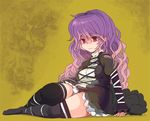  anda_inmu black_legwear brown_hair dress gradient_hair hijiri_byakuren long_hair multicolored_hair pink_eyes purple_hair solo thighhighs touhou two-tone_hair 