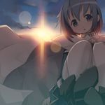  binzoko_megane_(san-inch) cape magical_girl mahou_shoujo_madoka_magica miki_sayaka short_hair solo sunset thighhighs white_legwear 