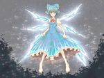  barefoot blue_eyes blue_hair cirno highres short_hair solo sukuna-bikona_(tokoyo_no_higashi) tears touhou wings 