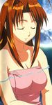  brown_hair eyes_closed highres love_hina narusegawa_naru nose shadow towel water 