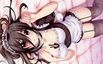  alpha bed brown_hair cosplay g_senjou_no_maou garter_belt maid panties possible_duplicate stockings thighhighs underwear usami_haru 