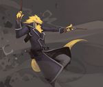  blonde_hair clothed clothing combat fur green_eyes gun hair kilt ranged_weapon trenchcoat vu06 weapon yellow_fur 