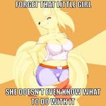  big_breasts blonde_hair breasts canine cleavage clothed clothing english_text female fox hair herro image_macro kitsune mammal milf milftails mother multiple_tails ninetales nintendo parent pok&#233;mon pok&#233;morph pok&eacute;mon red_eyes smile solo tail text the_truth video_games 