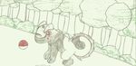  chibi curled_tail curlytail ears eyes feline female hybrid jace_(character) jungle mammal nintendo pok&#233;ball pok&#233;mon pok&eacute;ball solo tree trees unknown_artist video_games wood 