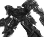  armored_core_4 from_software mecha monochrome no_humans solo white_background 