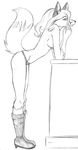  breasts canine female fox side_boob sketch solo thin topless unknown_artist 