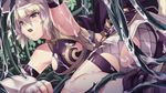  agarest_senki_(series) agarest_senki_2 blonde_hair felenne_(agarest_senki) fingerless_gloves game_cg gloves hirano_katsuyuki open_mouth plant short_hair slime solo suggestive_fluid sweat tentacles torn_clothes vines 