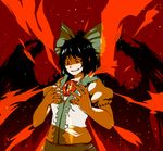  black_hair black_wings highres red_eyes reiuji_utsuho solo third_eye touhou wings yokohachi 