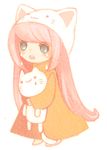  :3 animal_ears animal_hat bad_id bad_pixiv_id blue_eyes cat_ears cat_hat hat long_hair marshmallow_pie megurine_luka megurine_luka_(toeto) pink_hair solo tears toeto_(vocaloid) vocaloid 