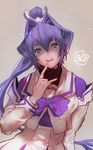  bad_id bad_pixiv_id highres mitsurugi_meiya muvluv muvluv_alternative ponytail purple_hair school_uniform seicoh solo 