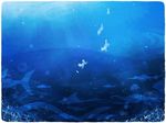  bad_id bad_pixiv_id blue bubble fish fox jellyfish no_humans original rounded_corners silhouette underwater 