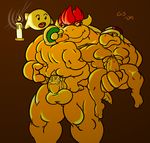 anal anal_penetration balls big_balls bowser cum cum_inside dragon erection gay green_eyes grin gs horns koopa lizard male mario_bros muscles nude penetration penis red_eyes reptile scalie sex standing threesome 