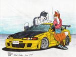  absurd_res canine car crossdressing fox gay hi_res male scan smoking thaddeus_character wolf wred wred_character 