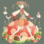  bad_id bad_pixiv_id bag bangs blunt_bangs bow cloud clover cookie double-breasted flower food food_themed_hair_ornament four-leaf_clover frilled_shorts frills full_body gloves gnome grey_background grey_eyes grey_hair hair_flower hair_ornament hat leaf_hair_ornament long_sleeves mushroom mushroom_hair_ornament original outstretched_arms plaid plaid_shorts polka_dot polka_dot_shorts pom_(soupy) red_shorts shorts smile socks solo spread_arms striped striped_bow twintails vest white_gloves white_legwear 